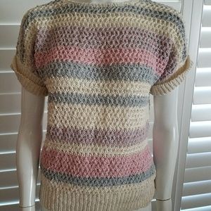 Multicolor Short Sleeve Knit Sweater